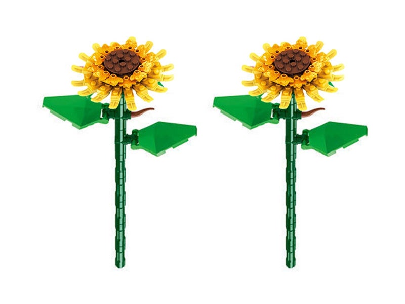 2 Sets of Flower Building Blocks Kit Home Decoration - Sunflower Style Carousel 1