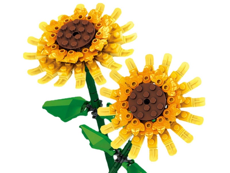 2 Sets of Flower Building Blocks Kit Home Decoration - Sunflower Style Carousel 2