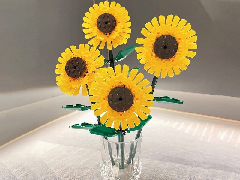 2 Sets of Flower Building Blocks Kit Home Decoration - Sunflower Style Carousel 3