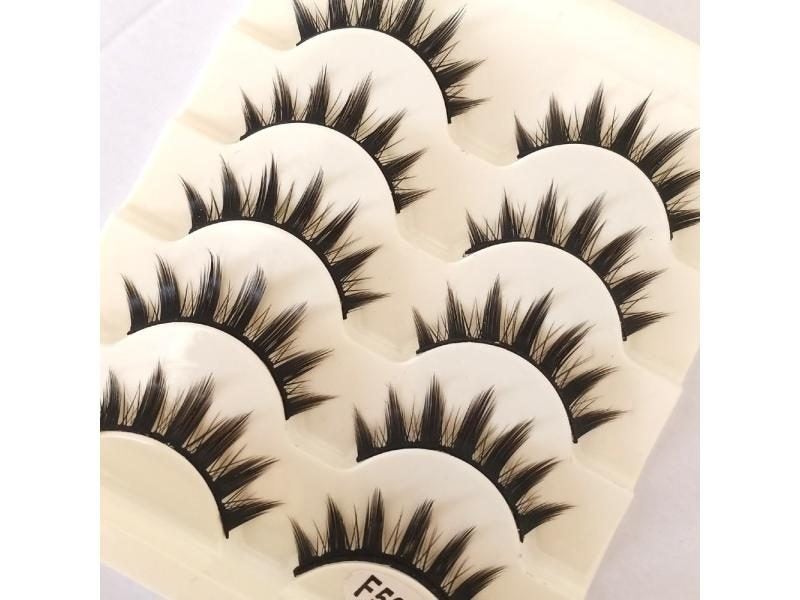Natural Long Cosplay Makeup Cross Strip Cat Eye False Eyelashes 5pairs Carousel 2
