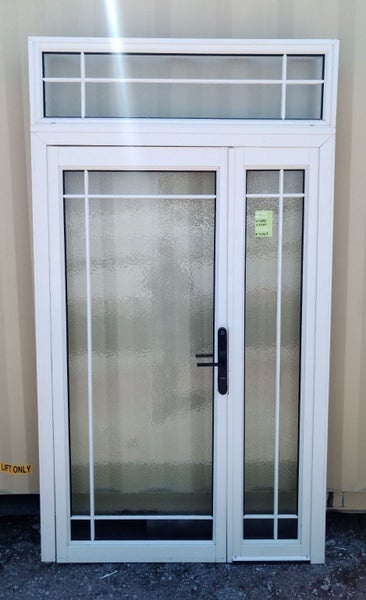White Aluminium Entrance Door with Top and Side Lights 1300 W x 2380 H [#4063] Carousel 1