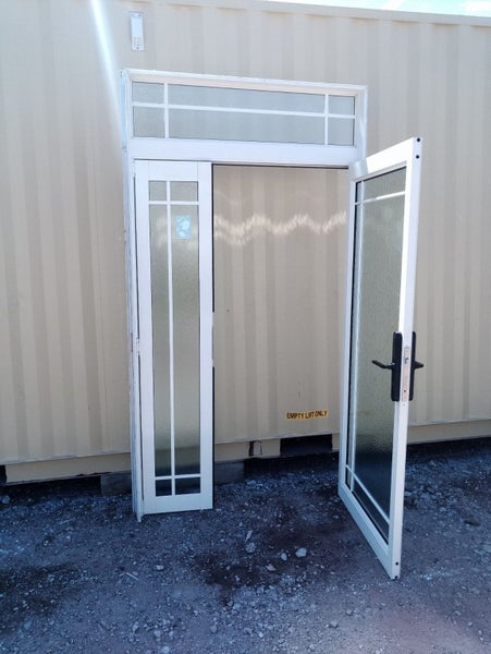 White Aluminium Entrance Door with Top and Side Lights 1300 W x 2380 H [#4063] Carousel 3