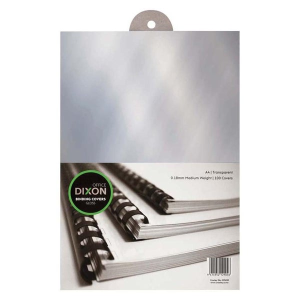 Dixon Binding Covers Clear 0.18 100 Pack 180 Micron 235658 Carousel 1