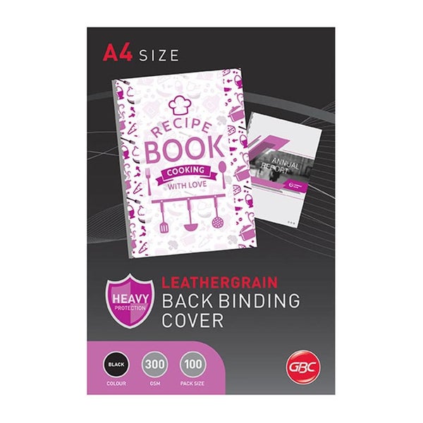Gbc Binding Cover A4 L/Grain Black Pk100 BCL300BK100 Carousel 1