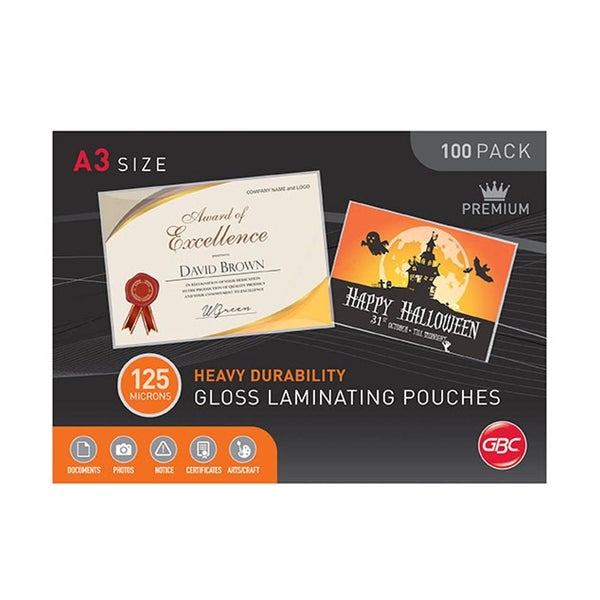 Gbc Laminating Pouch A3 125 Micron Pk100 BL125MA3 Carousel 1