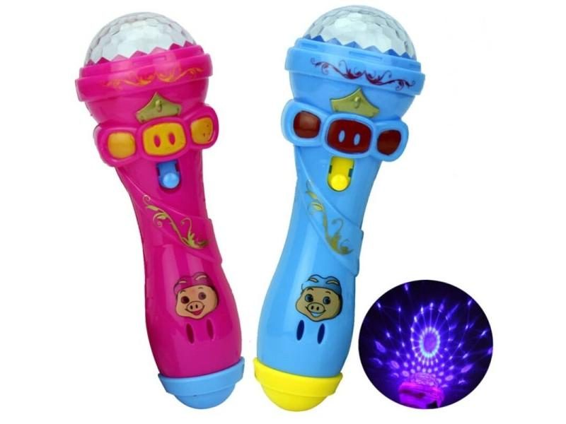 Kids Toy Microphone Torch Shape LED Light Projection Musical Gift Carousel 1