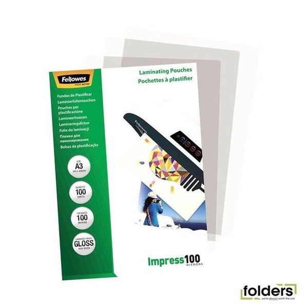 Fellowes Laminating Pouches A3 Gloss - 100 (F5351205) Carousel 1