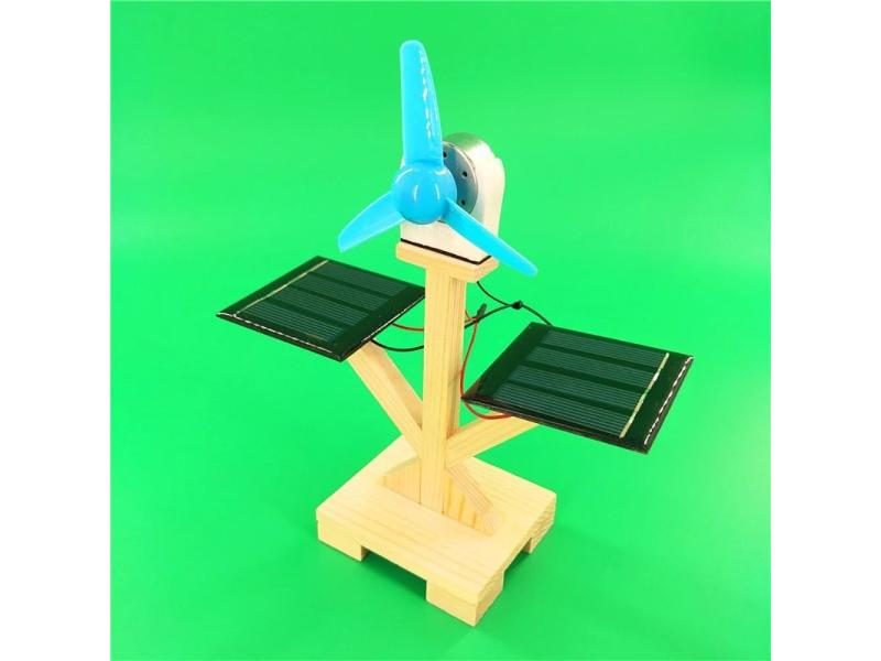 New DIY Solar Fan Model Building Material Kits Hybrid Drive Science Experiment Carousel 1