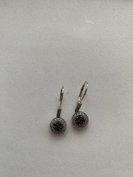Michael Hill White gold Black diamond dangling earrings Carousel 2
