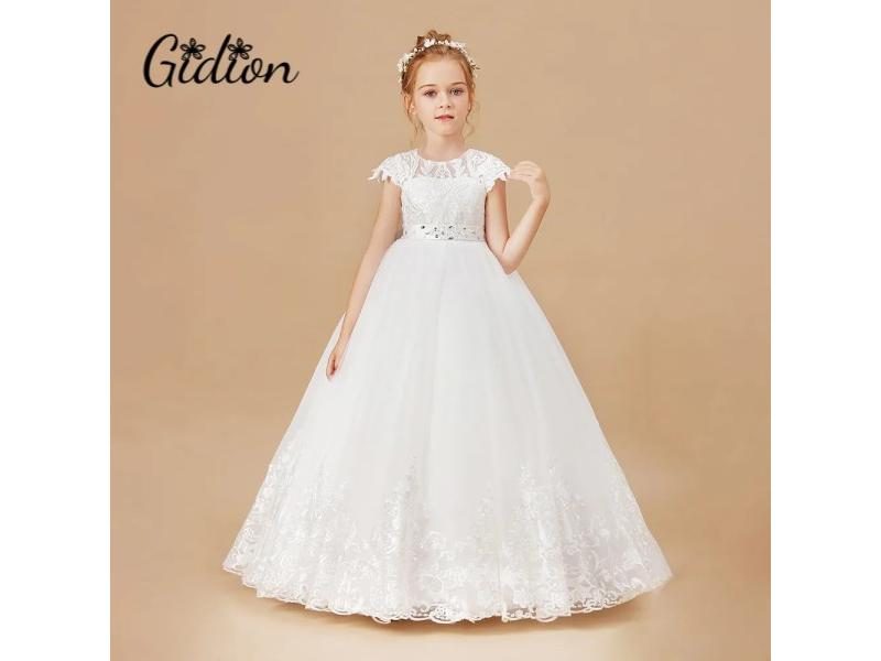 Appliques Flower Girl Dress For Kids First Communion Birthday Evening Party Carousel 1
