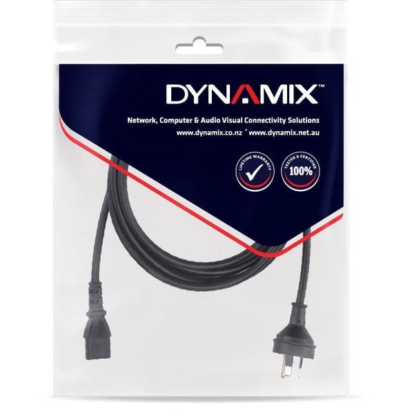 DYNAMIX 3m 3-Pin Plug to IEC Female Plug with rounded Earth Pin. 10A. SAA App... Carousel 3