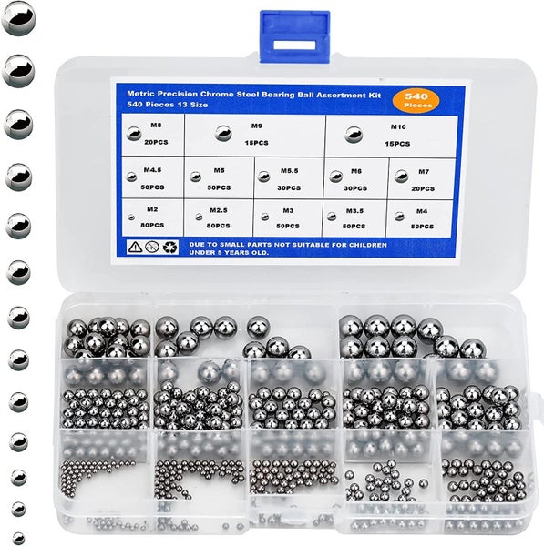 Loose Bicycle Bearing Balls Assortment Kit 540pcs63676584472321112