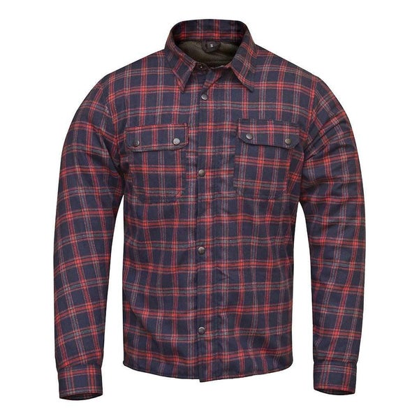 RIDERACT(R) Men's Flannel Motorcycle Shirt | Reinforced Riding Shirt - Blue R... Carousel 1