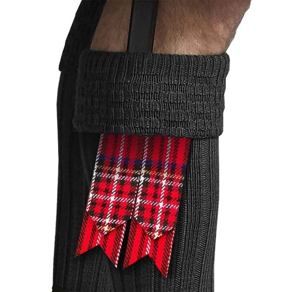 Mens Highlander Tartan Royal Stewart Hose Flashes Scottish Acrylic Wool Garter Carousel 6