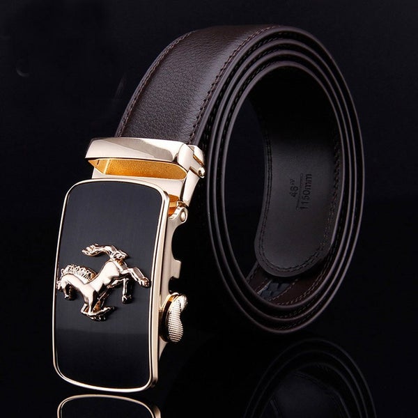 Adjustable Leather Belt Auto locking Horse Gold Buckle 101E Leather Belt Buckle Carousel 1