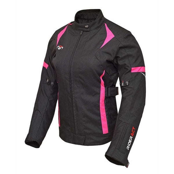 RIDERACT Women Motorbike Jacket Gallop Pink Textile Waterproof Riding Gear Carousel 2