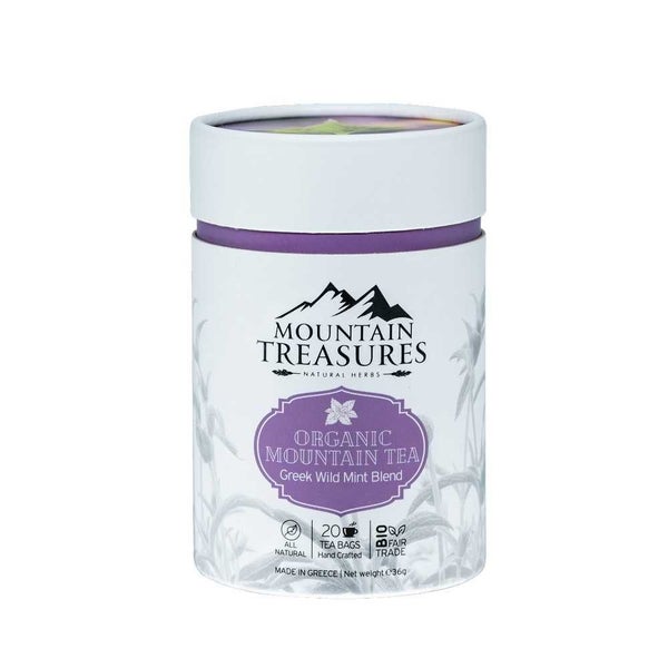 Mountain Treasures Organic Greek Mountain Tea w / Wild Mint 20 Tea Bags Carousel 1