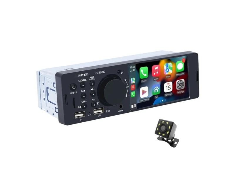 1 Din 4" CarPlay Car Radio Bluetooth Android-Auto MP5 Player Handfree A2DP USB Carousel 1