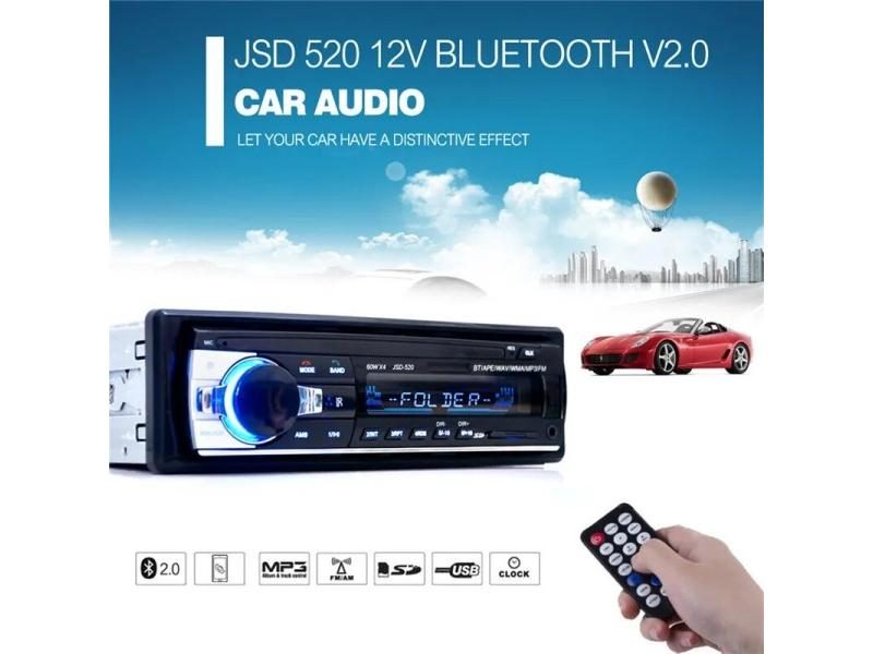 Autoradio Car Radio 12V Bluetooth V2.0 JSD520 Car Stereo In-dash 1 Din FM Aux Carousel 2