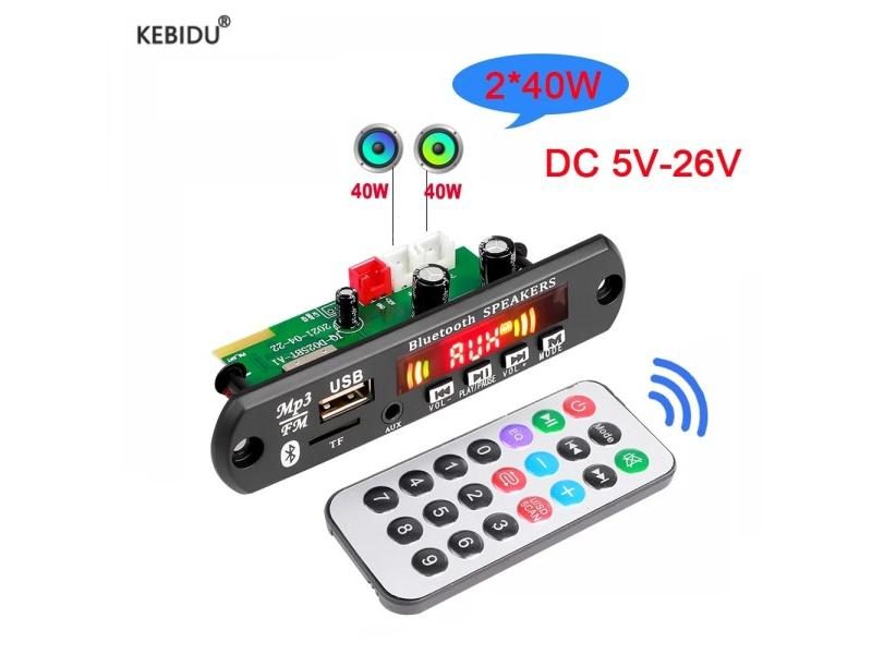 2*40W 80W Amplifier Bluetooth MP3 Decoder Board Handsfree Mp3 Player 5V-26V 12V Carousel 1