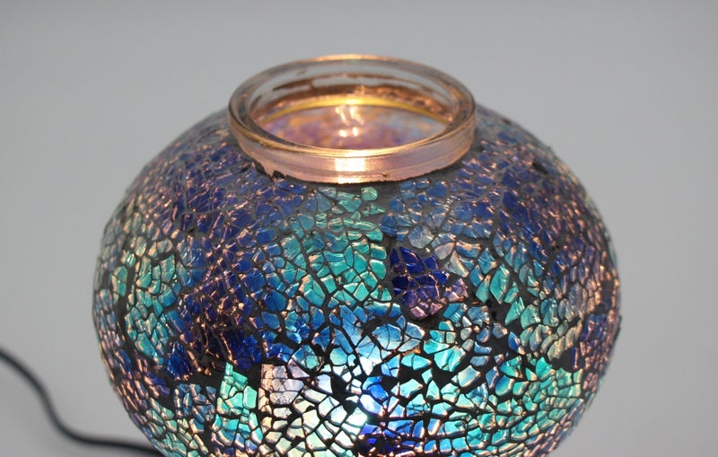 Turkish Mosaic Aroma Table Lamp In Cracked Teal Carousel 4