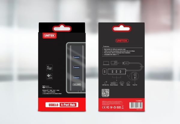 UNITEK USB 3.0 4-Port Hub - Black Carousel 3