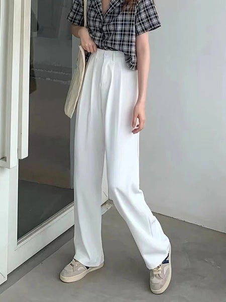 Pure Color High Waist Western Suit Pants Women Spring Autumn Sporty Carousel 1