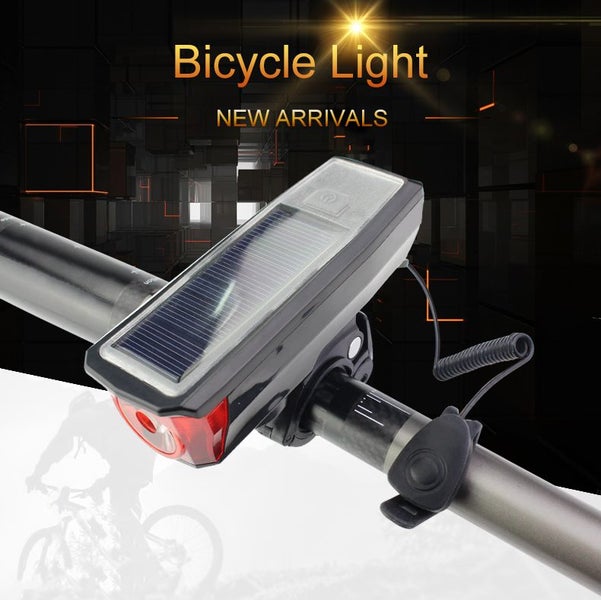 Solar Power Bike Front Light with Horn - Rechargeable/ Solar Front Light Carousel 1