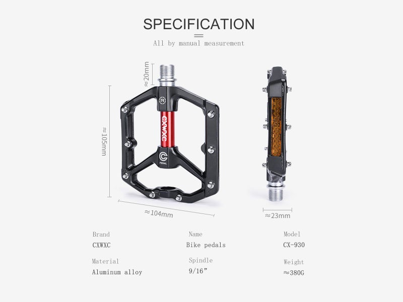 CXWXC Bike Anti-slip Pedals - Black / Red / Gold Carousel 8