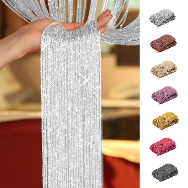 200x100 CM Thread Curtains Solid Stripe Classic Line Tassel Carousel 2