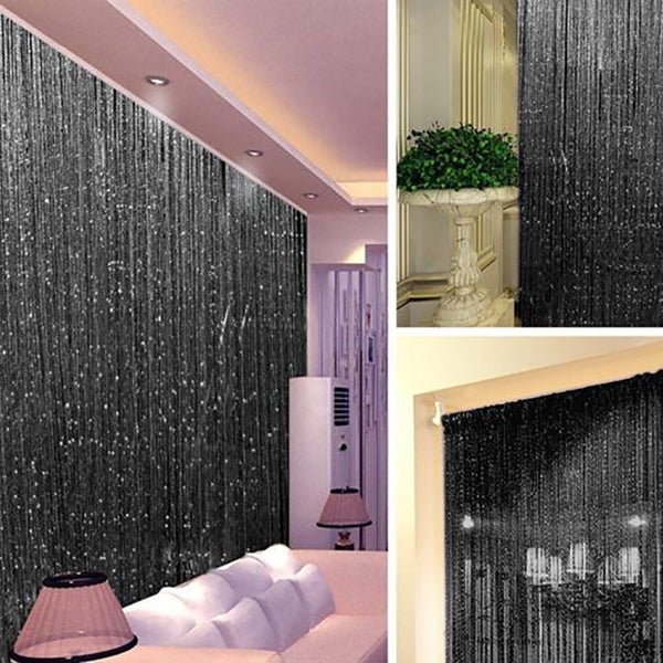 200x100 CM Thread Curtains Solid Stripe Classic Line Tassel Carousel 7