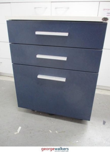3-Drawer Cabinet Filing Cabinet - Blue - 600mm Carousel 3