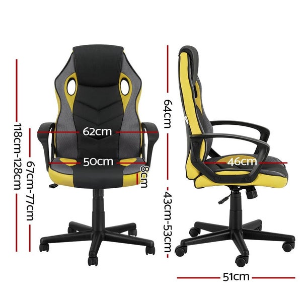 Artiss Gaming Office Chair Computer Executive Racing Chairs High Back Yellow Carousel 2