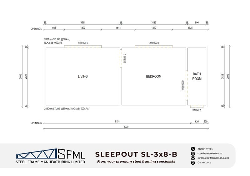 Sleepout Steel Frame Kitset - 3.0m x 8.0m *SPECIAL FREE DELIVERY OFFER!* Carousel 2
