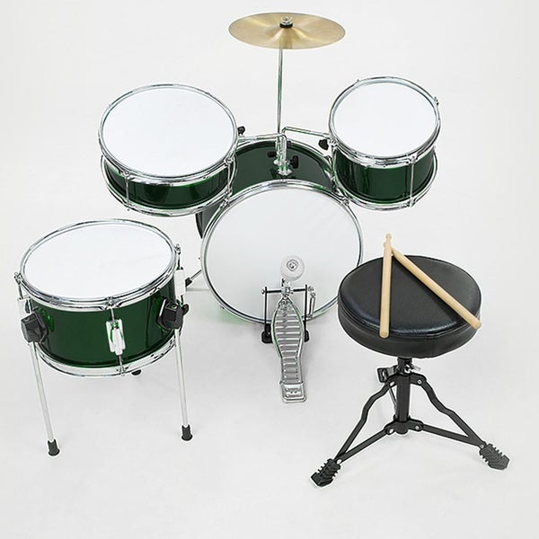 CHILDRENS 4 PIECE Green DIAMOND DRUM KIT SET MUSICAL INSTRUMENT Kids Carousel 2