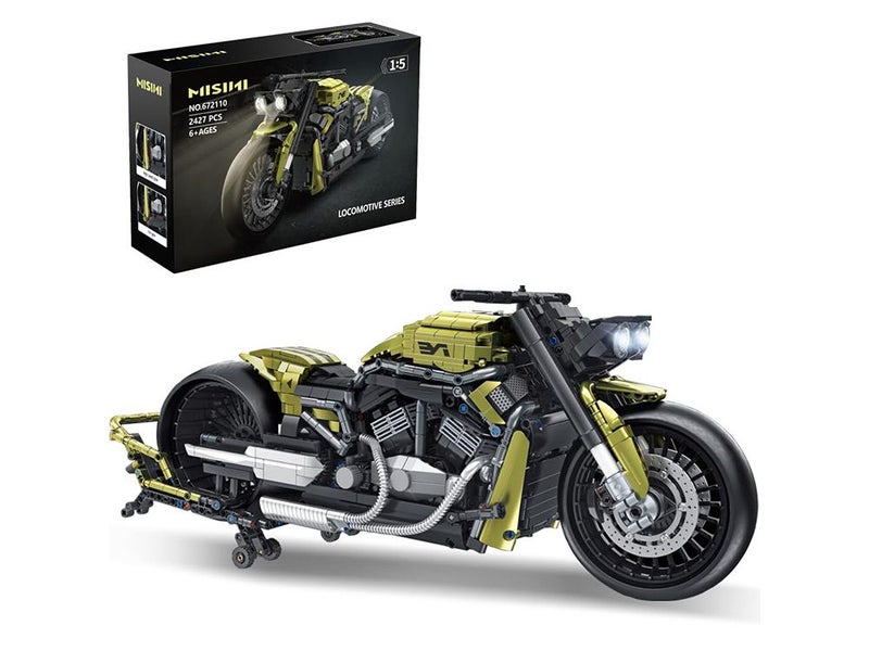 Dark Night Phantom Motorcycle Building Blocks Set 2427 PCS 1:5 V2 with LED Light Carousel 1