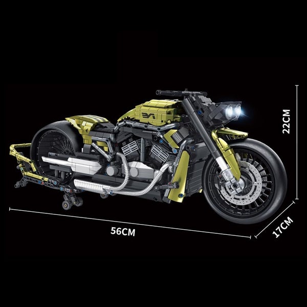 Dark Night Phantom Motorcycle Building Blocks Set 2427 PCS 1:5 V2 with LED Light Carousel 7