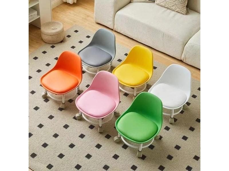 Stool Children's Chair Waterproof PU Leather Seats For Children Universal Wheel Carousel 2