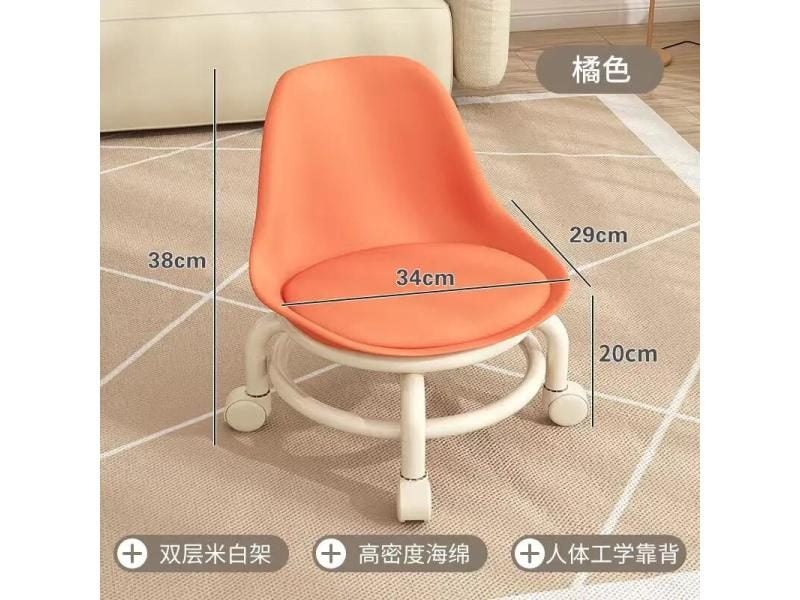 Children's Chair With Waterproof PU Leather Seats Universal Wheel Backrest Carousel 1
