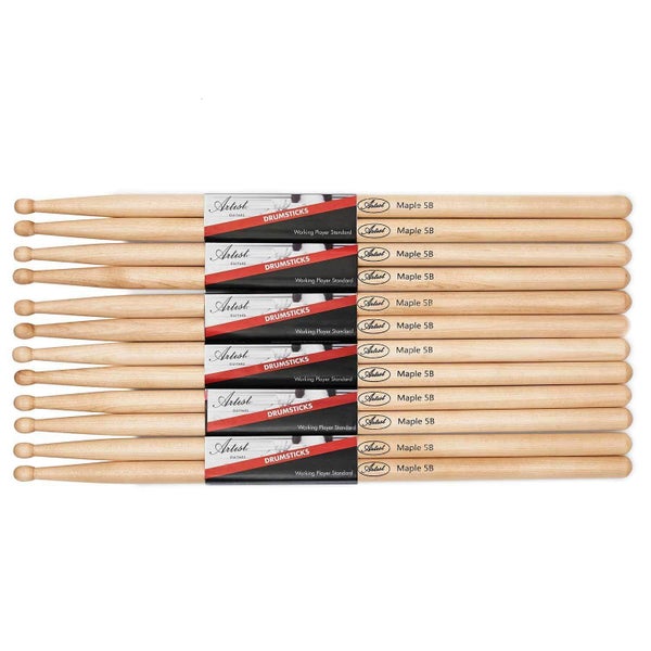 Artist DSM5B Maple Drumsticks w/ Wooden Tips 6 Pairs Carousel 1