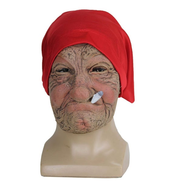 Funny Smoking Granny Old Nana Latex Mask Lady Grandma With Wrinkled Carousel 1