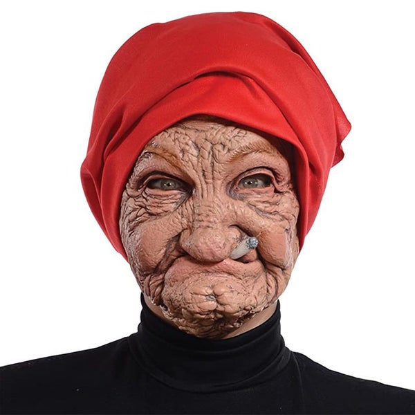 Funny Smoking Granny Old Nana Latex Mask Lady Grandma With Wrinkled Carousel 2