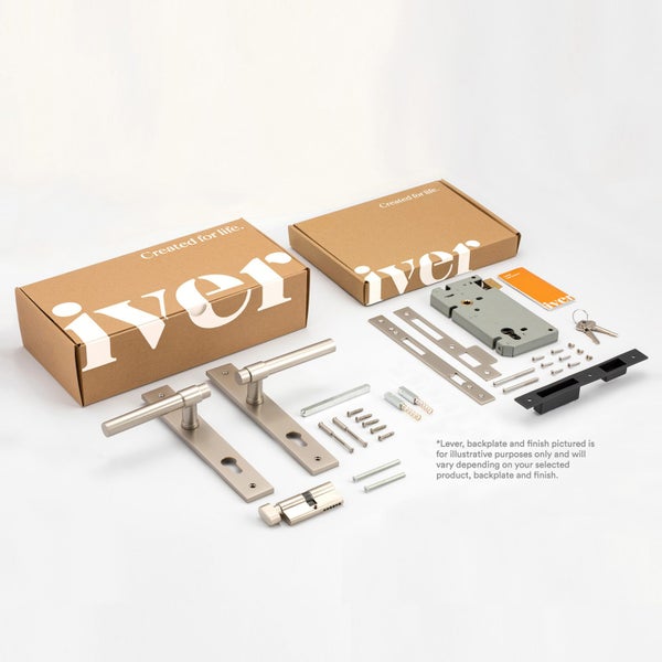 Iver Brunswick Door Lever on Rectangular Backplate Entrance Kit Key/Thumb Carousel 2