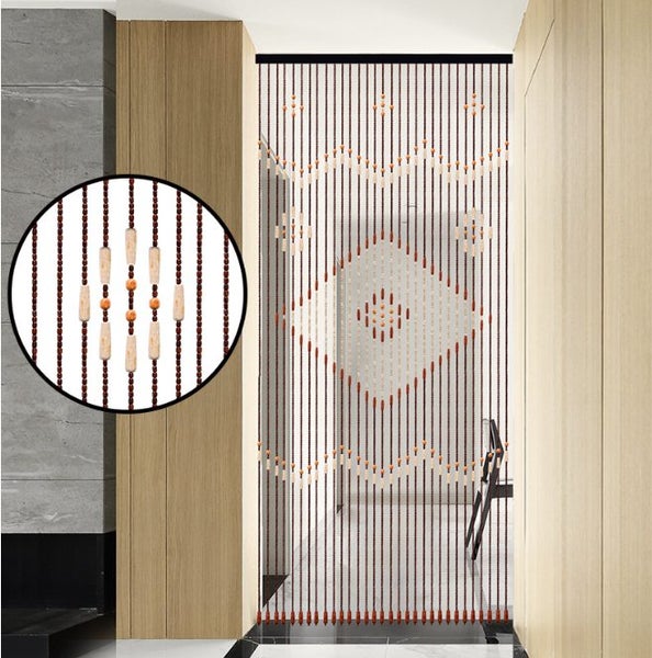 31 Lines Handmade Beaded Wooden Doorway Curtain Waved Wooden Blinds Carousel 1