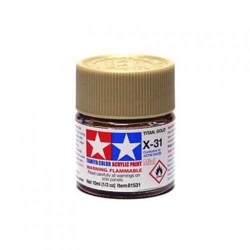 Tamiya X-31 Acrylic Mini Paint - Titanium Gold - 10ml [Tamiya 81531] Carousel 1