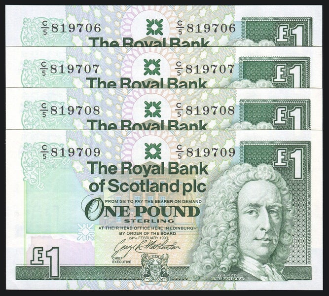 Scotland - One Pound - 4 Consecutive - C/5 819706 - C/5 819709 - P351c - aUnc Carousel 1