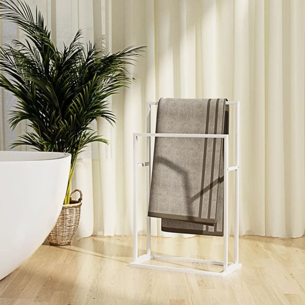 Freestanding Towel Rack White 48x24x78.5 Cm Iron Tatbnn Carousel 1