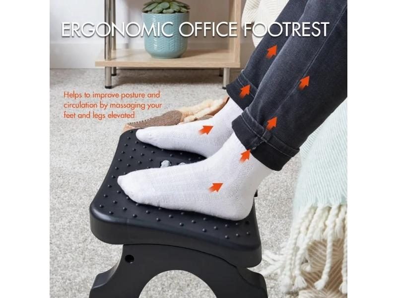 Under Desk Footrest Ergonomic Foot Stool With Massage Rollers Max-Load 120Lbs Carousel 1