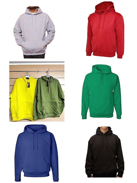 Mens Plain Cotton Pull Over Hoodie Size from S to 5XL (Colours available) Carousel 1