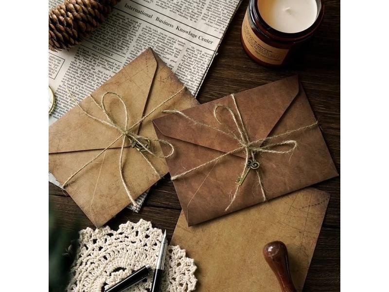 4 2 /pack Retro Envelope Kraft Letter Paper Vintage Writing Paper A5 Window Carousel 2
